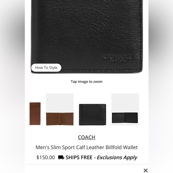 Coach Men's Black Leather Wallet - Picture 7 of 7